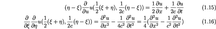\begin{eqnarray}(\eta - \xi)
\frac{\partial}{\partial u}u(\frac{1}{2}(\xi +\eta...
...partial x^2 }-\frac{1}{c^2}
\frac{\partial^2 u}{\partial t^2 } )
\end{eqnarray}